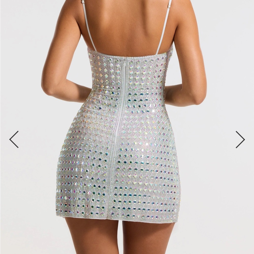 NWT: Oh Polly Silver Sparkle Mini Prom Dress - Picture 4 of 7